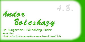 andor bolcshazy business card